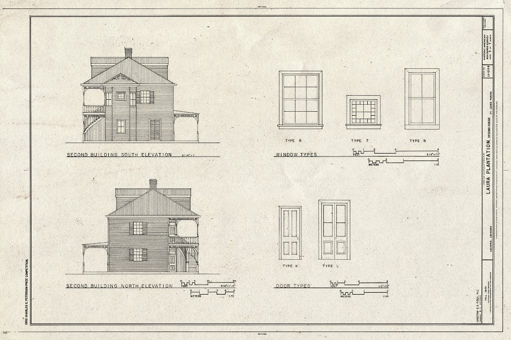 Blueprint HABS LA,47-VACH,2-B- (Sheet 5 of 7) - Laura Plantation, Second House, River Road, Vacherie, St. James Parish, LA