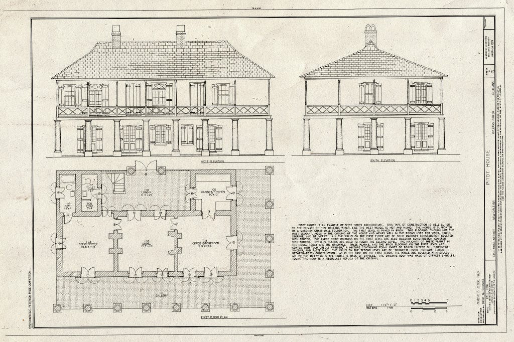 Blueprint HABS LA,36-NEWOR,93- (Sheet 4 of 13) - Pitot House, New Orleans, Orleans Parish, LA