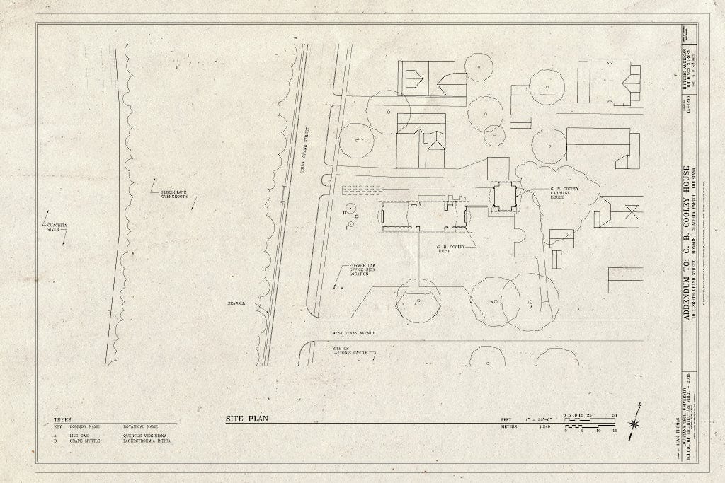 Blueprint Site Plan - G. B. Cooley House, 1011 South Grand Street, Monroe, Ouachita Parish, LA