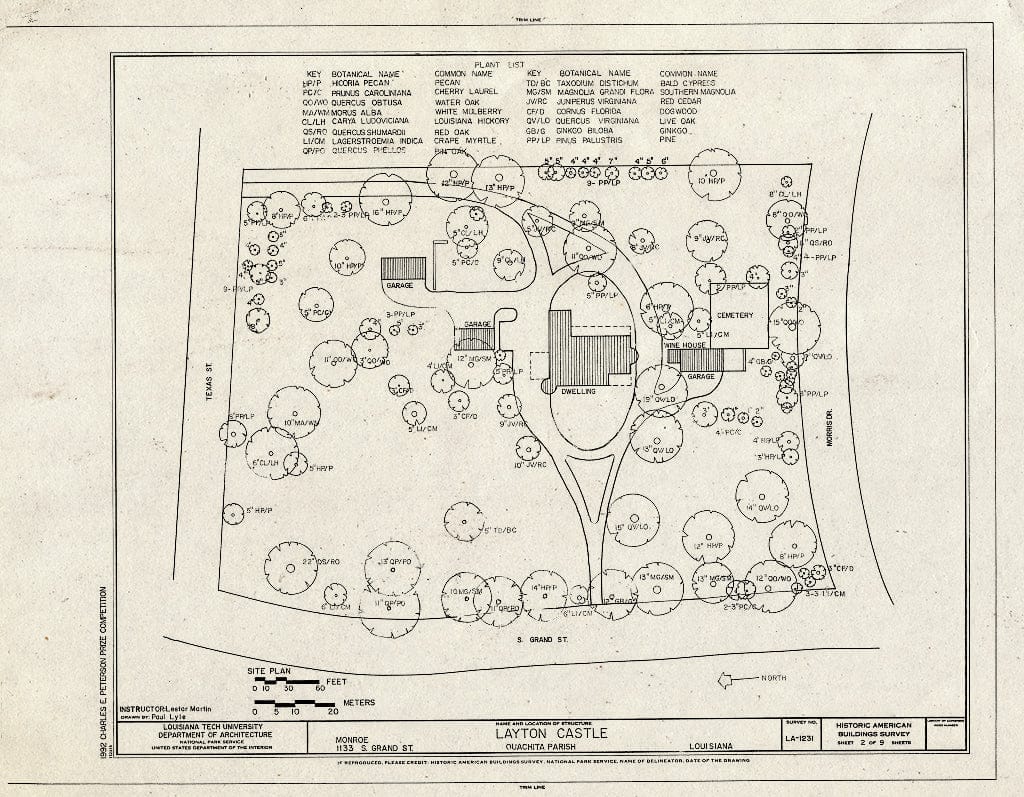 Blueprint HABS LA,37-MONR,2- (Sheet 2 of 9) - Layton Castle, 1133 South Grand, Monroe, Ouachita Parish, LA