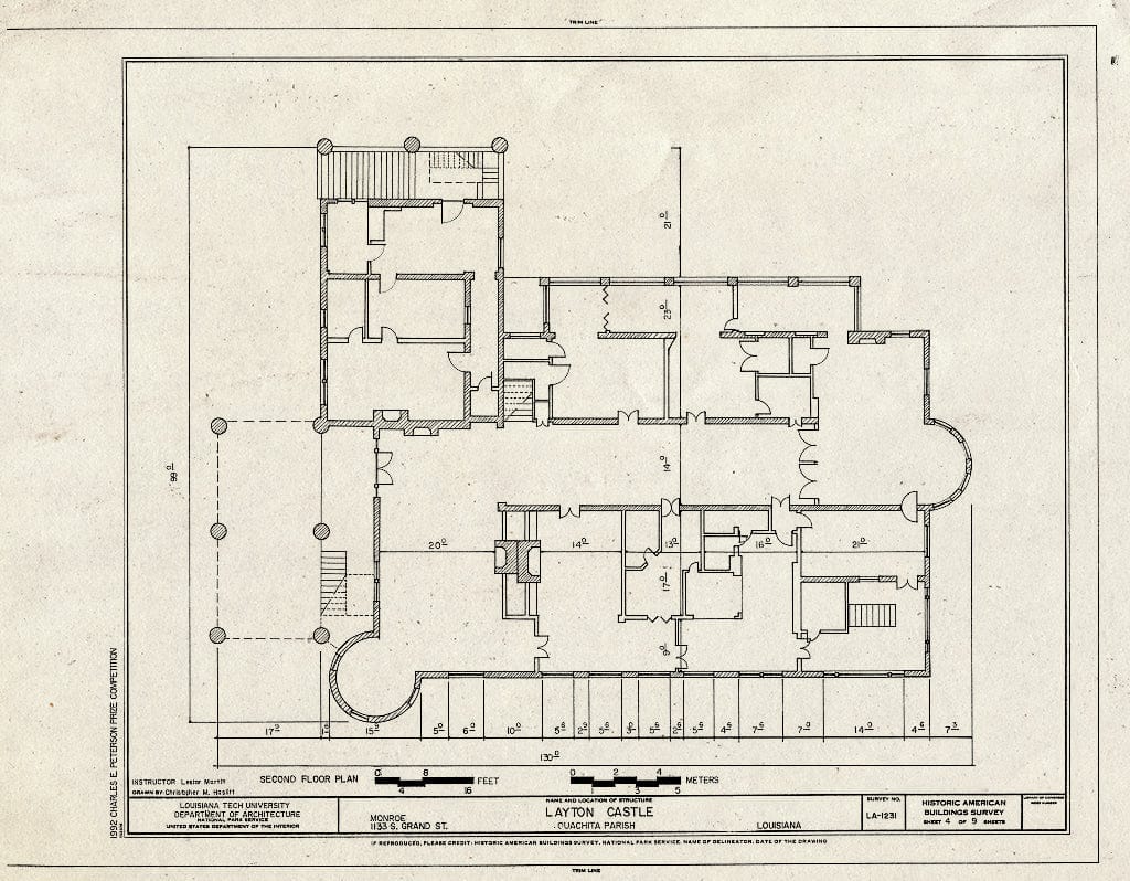 Blueprint HABS LA,37-MONR,2- (Sheet 4 of 9) - Layton Castle, 1133 South Grand, Monroe, Ouachita Parish, LA