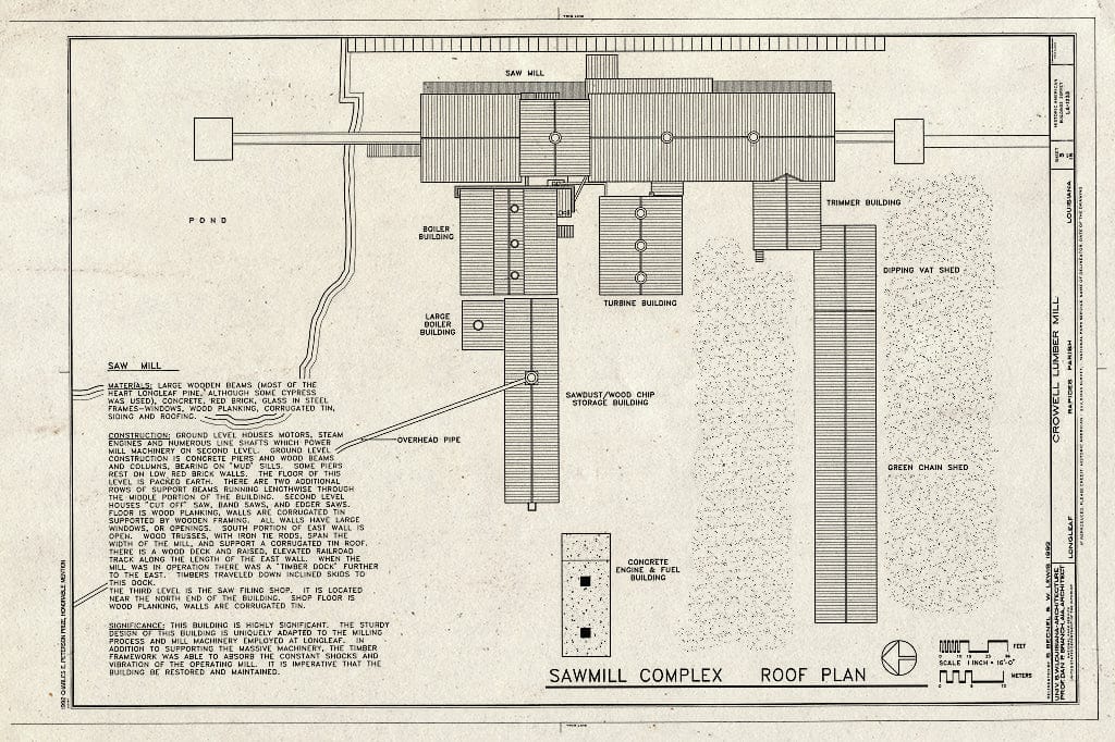 Blueprint HABS LA,40-Long,1- (Sheet 3 of 15) - Crowell Lumber Mill, U.S. Highway 165, Longleaf, Rapides Parish, LA