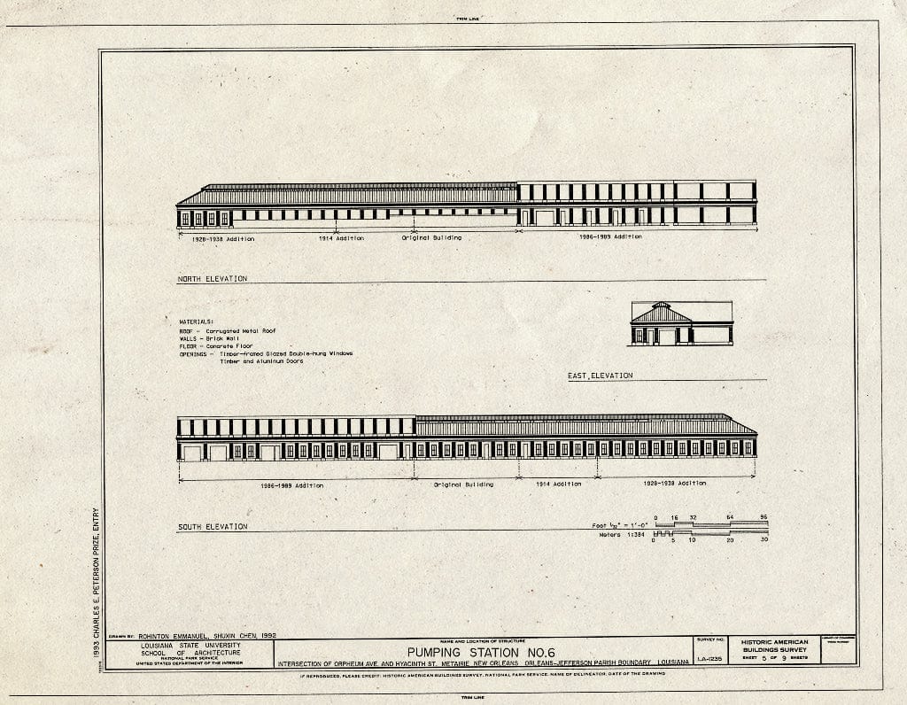 Blueprint HABS LA,36-NEWOR,100- (Sheet 5 of 9) - Pumping Station No. 6, Orpheum Avenue & Hyacinth Street, New Orleans, Orleans Parish, LA