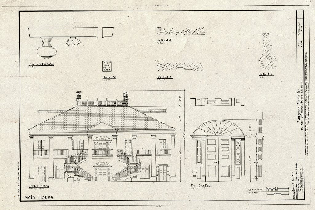 Blueprint HABS LA,48-RES.V,1- (Sheet 3 of 37) - Evergreen Plantation, Reserve, St. John The Baptist Parish, LA