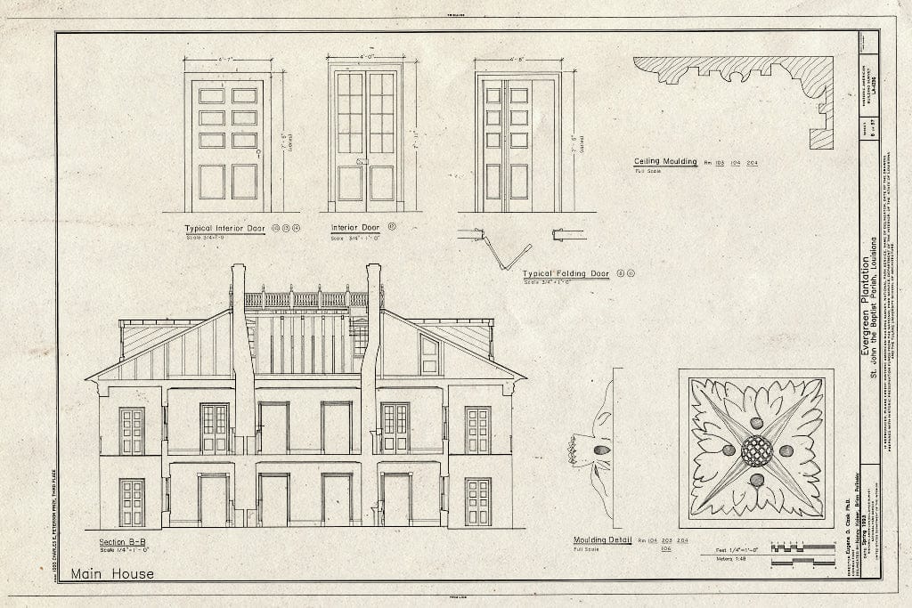 Blueprint HABS LA,48-RES.V,1- (Sheet 8 of 37) - Evergreen Plantation, Reserve, St. John The Baptist Parish, LA