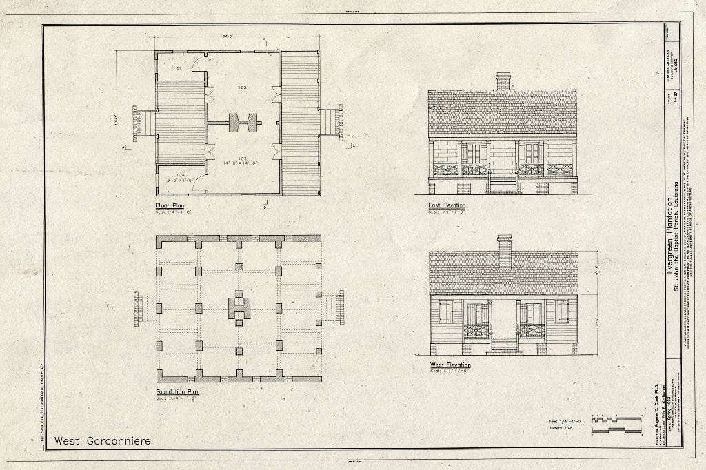Blueprint HABS LA,48-RES.V,1- (Sheet 11 of 37) - Evergreen Plantation, Reserve, St. John The Baptist Parish, LA