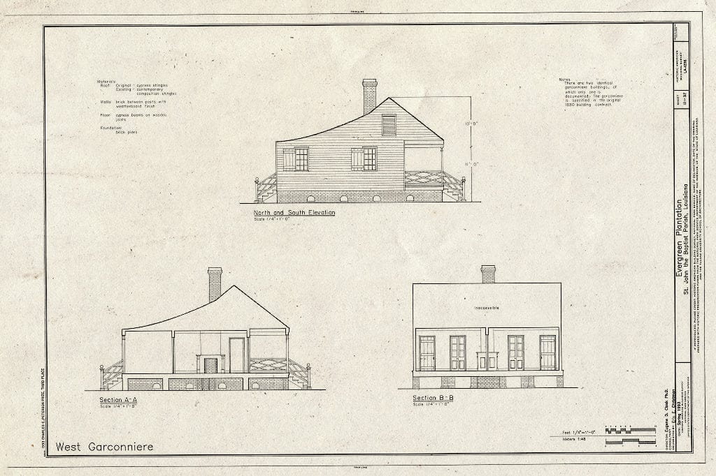 Blueprint HABS LA,48-RES.V,1- (Sheet 12 of 37) - Evergreen Plantation, Reserve, St. John The Baptist Parish, LA