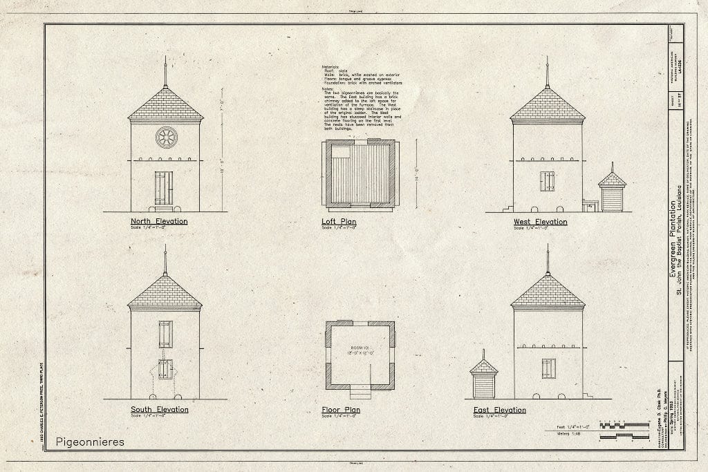 Blueprint HABS LA,48-RES.V,1- (Sheet 14 of 37) - Evergreen Plantation, Reserve, St. John The Baptist Parish, LA