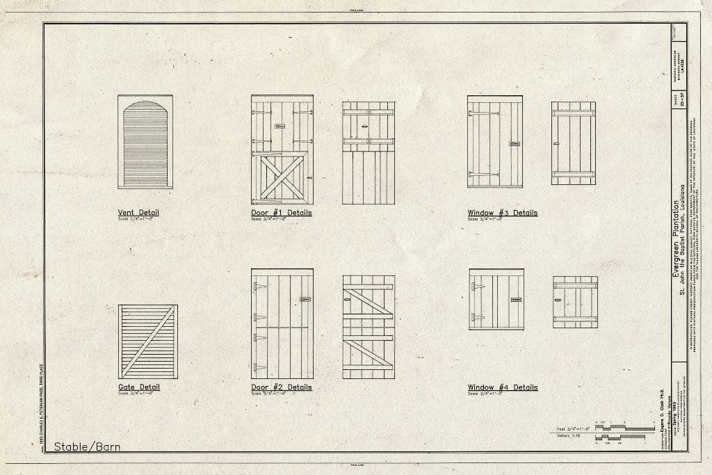 Blueprint HABS LA,48-RES.V,1- (Sheet 23 of 37) - Evergreen Plantation, Reserve, St. John The Baptist Parish, LA