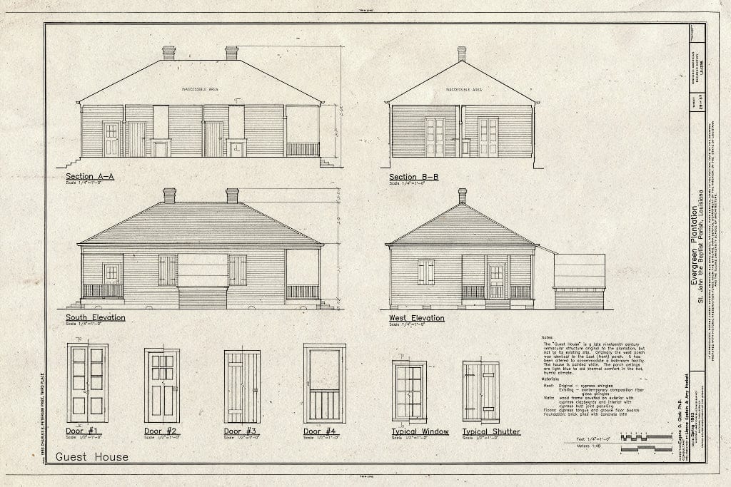 Blueprint HABS LA,48-RES.V,1- (Sheet 28 of 37) - Evergreen Plantation, Reserve, St. John The Baptist Parish, LA
