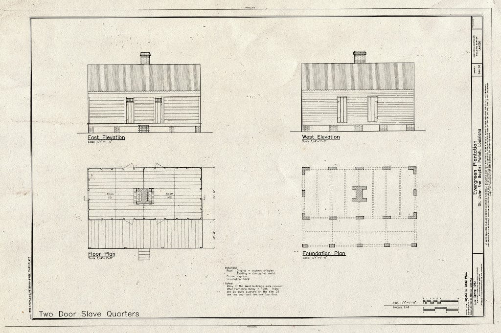 Blueprint HABS LA,48-RES.V,1- (Sheet 34 of 37) - Evergreen Plantation, Reserve, St. John The Baptist Parish, LA