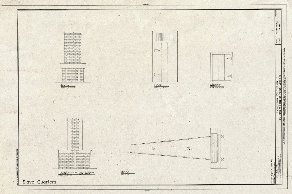Blueprint HABS LA,48-RES.V,1- (Sheet 37 of 37) - Evergreen Plantation, Reserve, St. John The Baptist Parish, LA