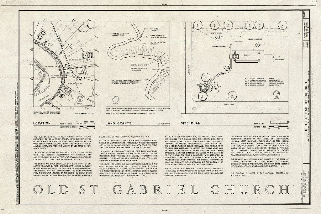 Blueprint HABS LA,24-STGA,1- (Sheet 1 of 9) - Old St. Gabriel Church, State Highway 75, Saint Gabriel, Iberville Parish, LA