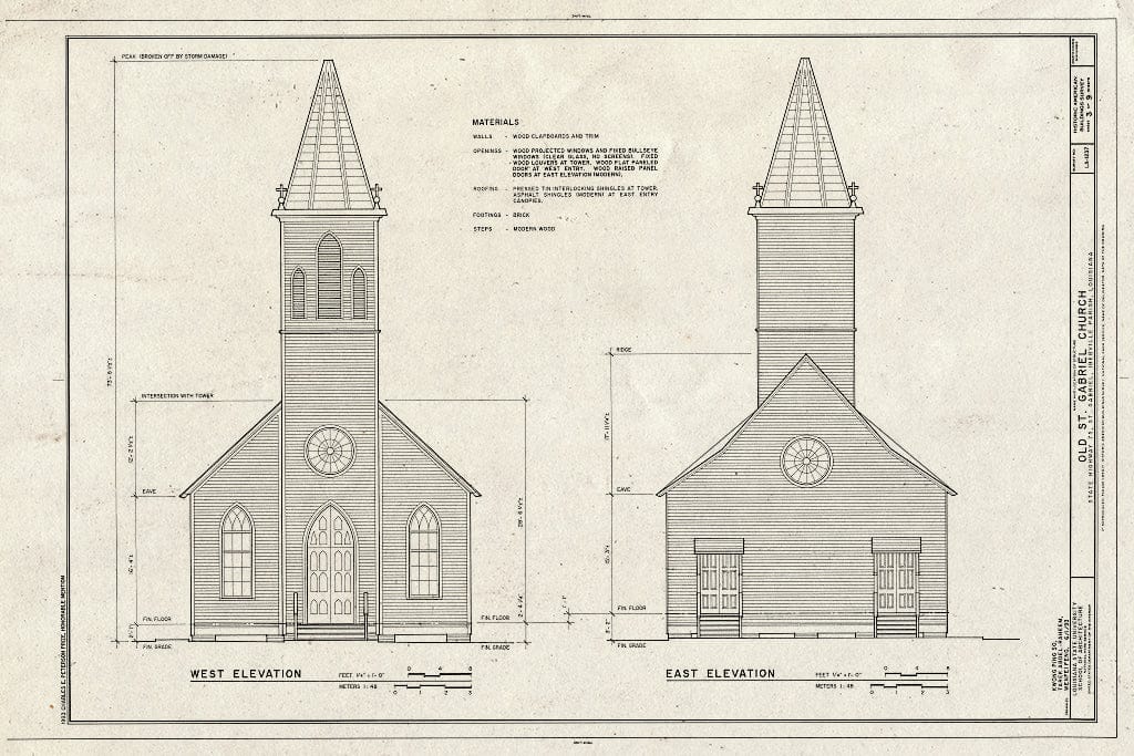 Blueprint HABS LA,24-STGA,1- (Sheet 3 of 9) - Old St. Gabriel Church, State Highway 75, Saint Gabriel, Iberville Parish, LA
