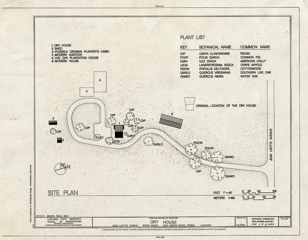Blueprint HABS LA,17-BATRO,18- (Sheet 2 of 12) - Ory House, Jean Lafitte Avenue, Baton Rouge, East Baton Rouge Parish, LA