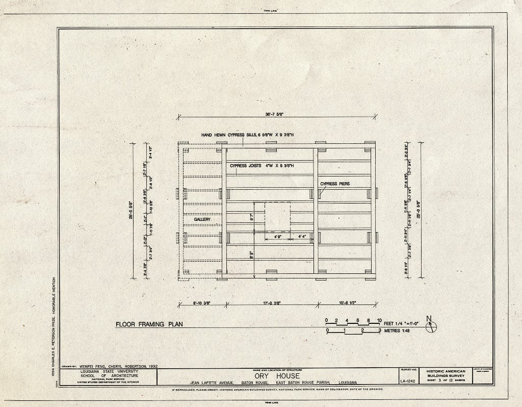 Blueprint HABS LA,17-BATRO,18- (Sheet 3 of 12) - Ory House, Jean Lafitte Avenue, Baton Rouge, East Baton Rouge Parish, LA