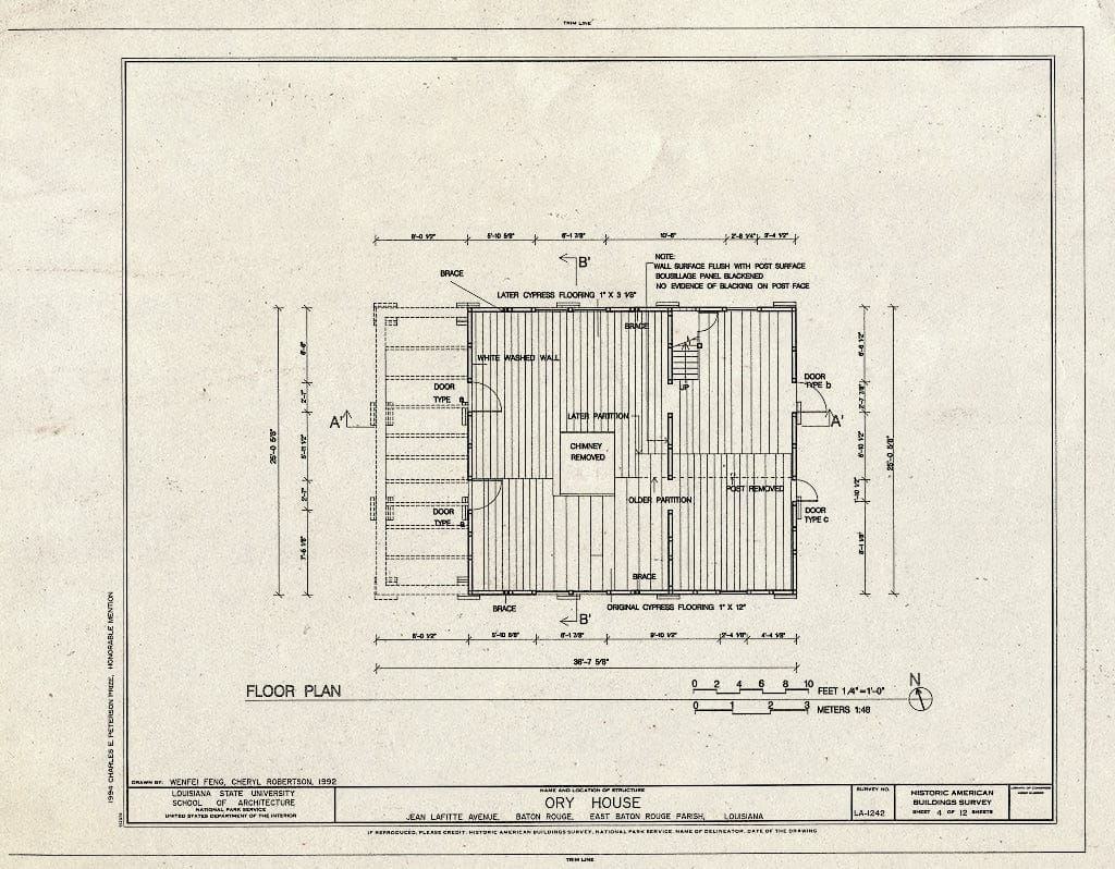 Blueprint HABS LA,17-BATRO,18- (Sheet 4 of 12) - Ory House, Jean Lafitte Avenue, Baton Rouge, East Baton Rouge Parish, LA