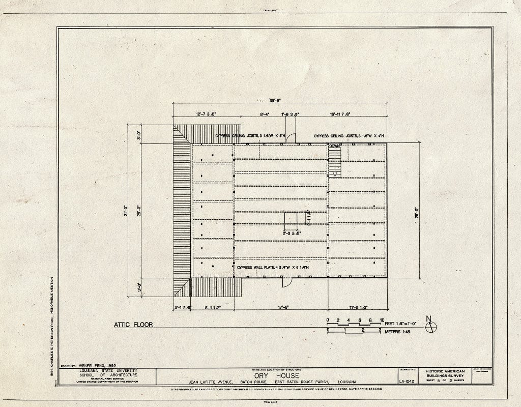 Blueprint HABS LA,17-BATRO,18- (Sheet 5 of 12) - Ory House, Jean Lafitte Avenue, Baton Rouge, East Baton Rouge Parish, LA