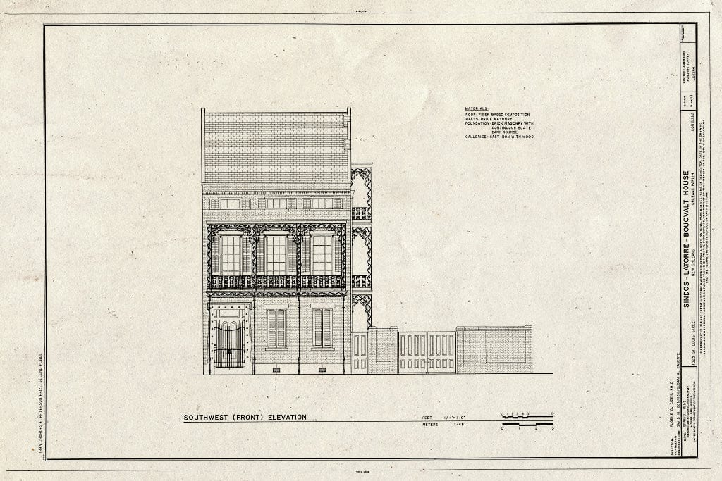 Blueprint HABS LA,36-NEWOR,103- (Sheet 6 of 13) - Sindos-Latorre-Boucvalt House, 1025 Saint Louis Street, New Orleans, Orleans Parish, LA