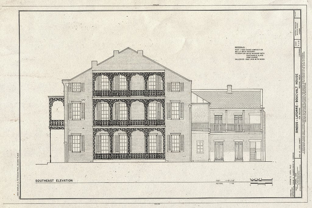 Blueprint HABS LA,36-NEWOR,103- (Sheet 7 of 13) - Sindos-Latorre-Boucvalt House, 1025 Saint Louis Street, New Orleans, Orleans Parish, LA