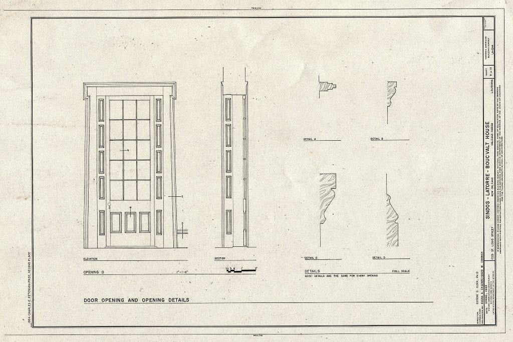 Blueprint HABS LA,36-NEWOR,103- (Sheet 9 of 13) - Sindos-Latorre-Boucvalt House, 1025 Saint Louis Street, New Orleans, Orleans Parish, LA
