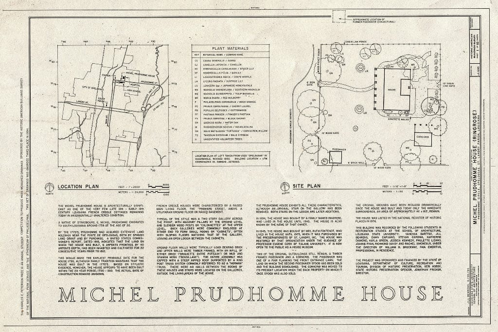 Blueprint HABS LA,49-OPEL,5- (Sheet 1 of 10) - Michel Prudhomme House, Prudhomme Circle, Opelousas, St. Landry Parish, LA