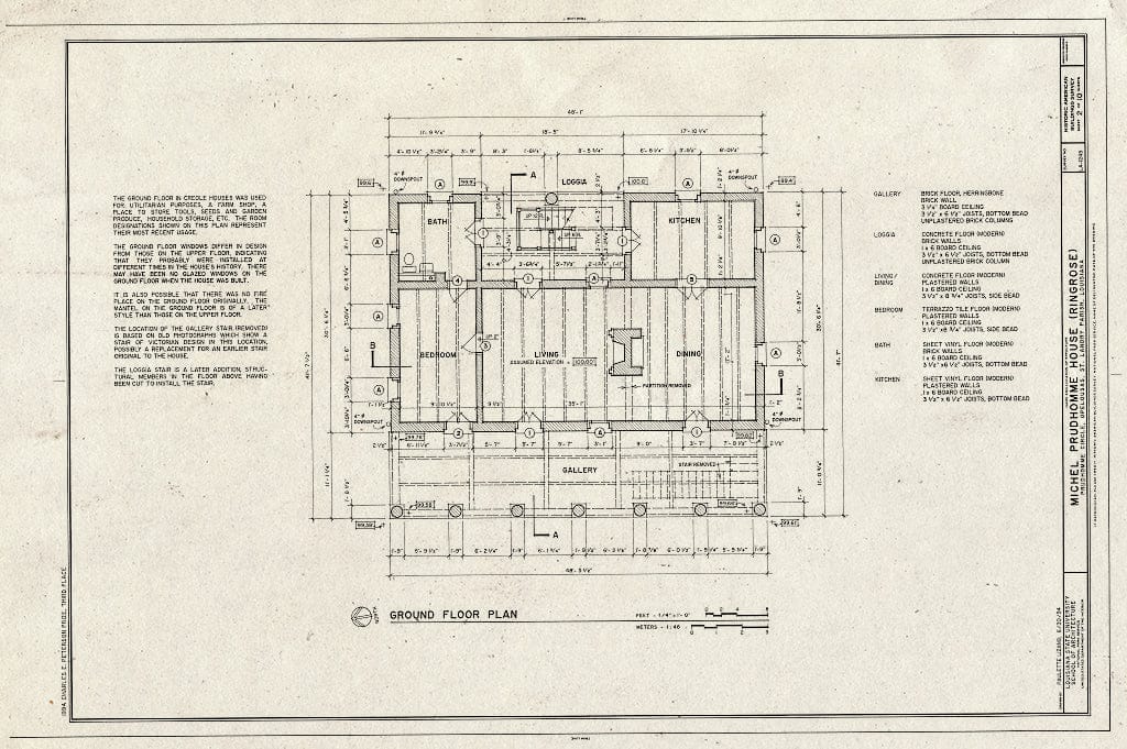 Blueprint HABS LA,49-OPEL,5- (Sheet 2 of 10) - Michel Prudhomme House, Prudhomme Circle, Opelousas, St. Landry Parish, LA