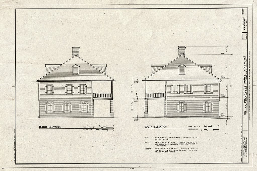 Blueprint HABS LA,49-OPEL,5- (Sheet 5 of 10) - Michel Prudhomme House, Prudhomme Circle, Opelousas, St. Landry Parish, LA
