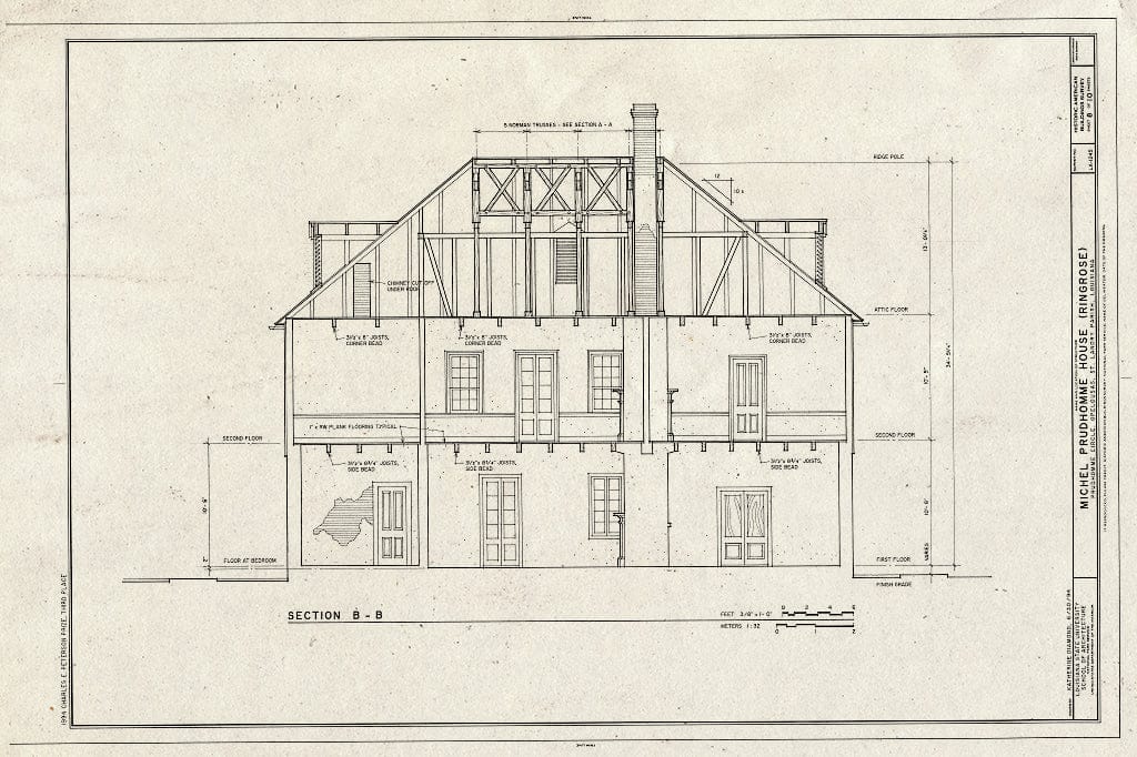 Blueprint HABS LA,49-OPEL,5- (Sheet 8 of 10) - Michel Prudhomme House, Prudhomme Circle, Opelousas, St. Landry Parish, LA