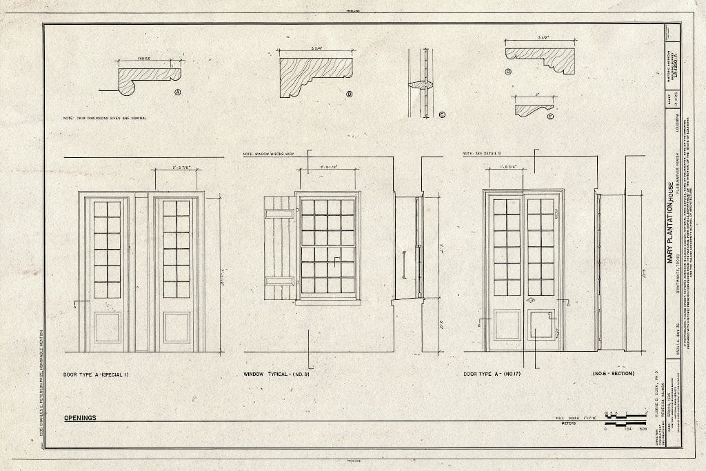 Blueprint HABS LA,38-BRAI,1A- (Sheet 13 of 25) - Mary Plantation, House, 5539 State Highway 39, Braithwaite, Plaquemines Parish, LA