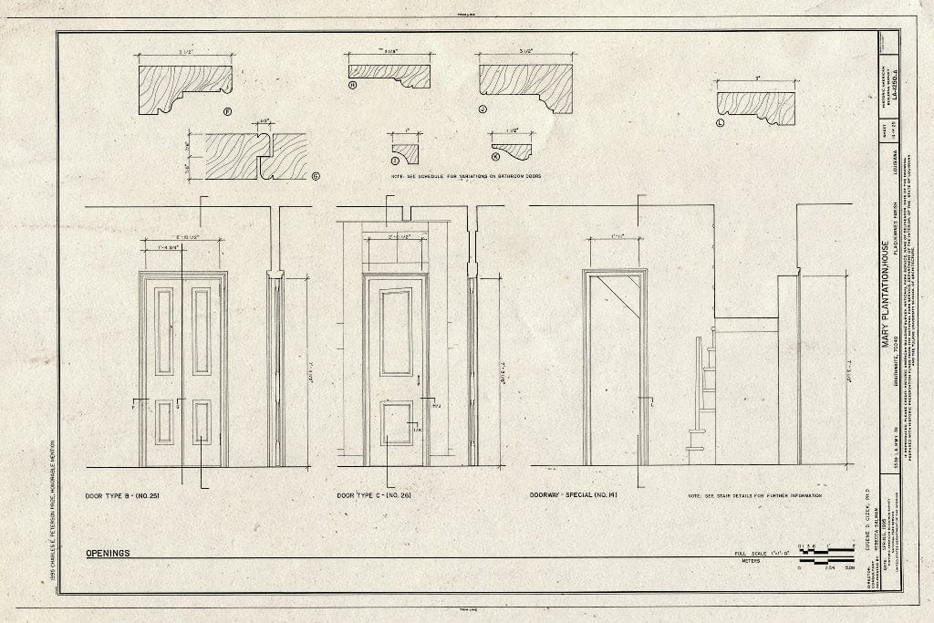 Blueprint HABS LA,38-BRAI,1A- (Sheet 14 of 25) - Mary Plantation, House, 5539 State Highway 39, Braithwaite, Plaquemines Parish, LA