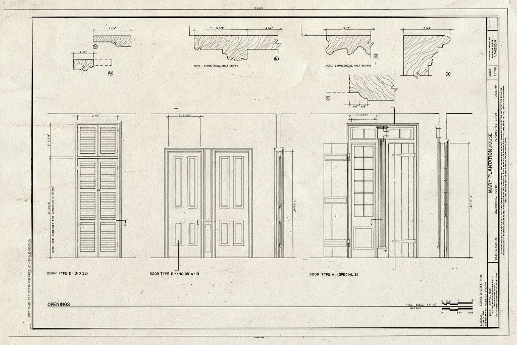 Blueprint HABS LA,38-BRAI,1A- (Sheet 15 of 25) - Mary Plantation, House, 5539 State Highway 39, Braithwaite, Plaquemines Parish, LA