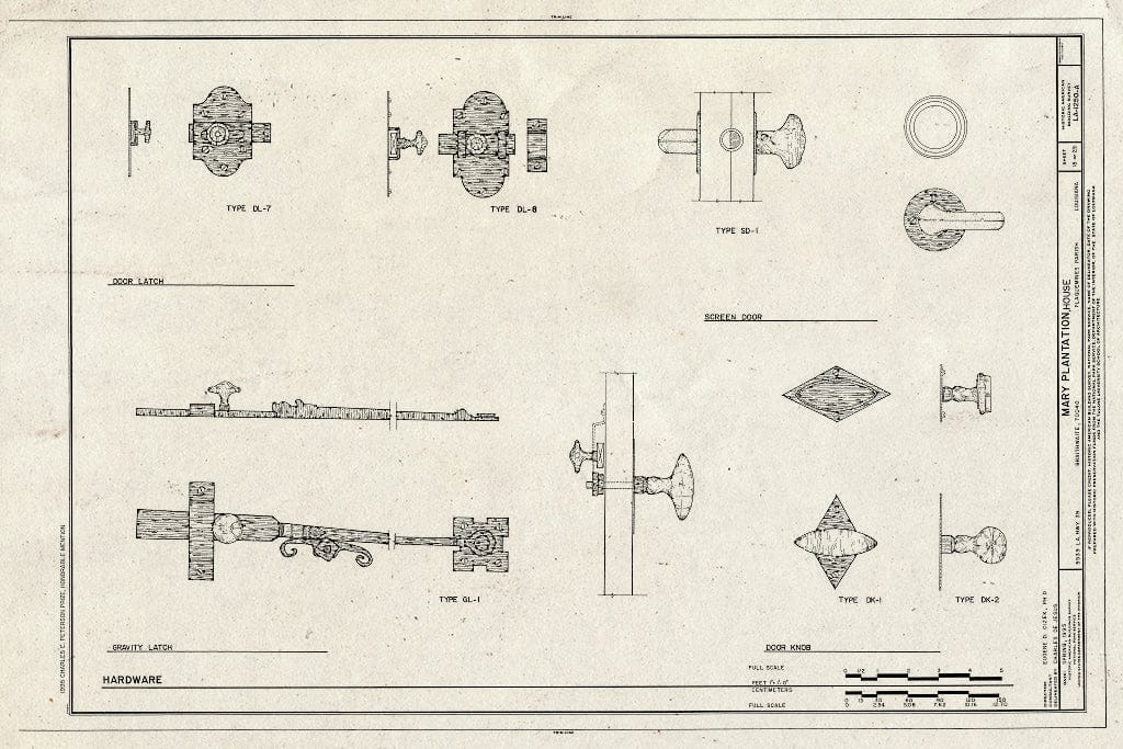 Blueprint HABS LA,38-BRAI,1A- (Sheet 18 of 25) - Mary Plantation, House, 5539 State Highway 39, Braithwaite, Plaquemines Parish, LA