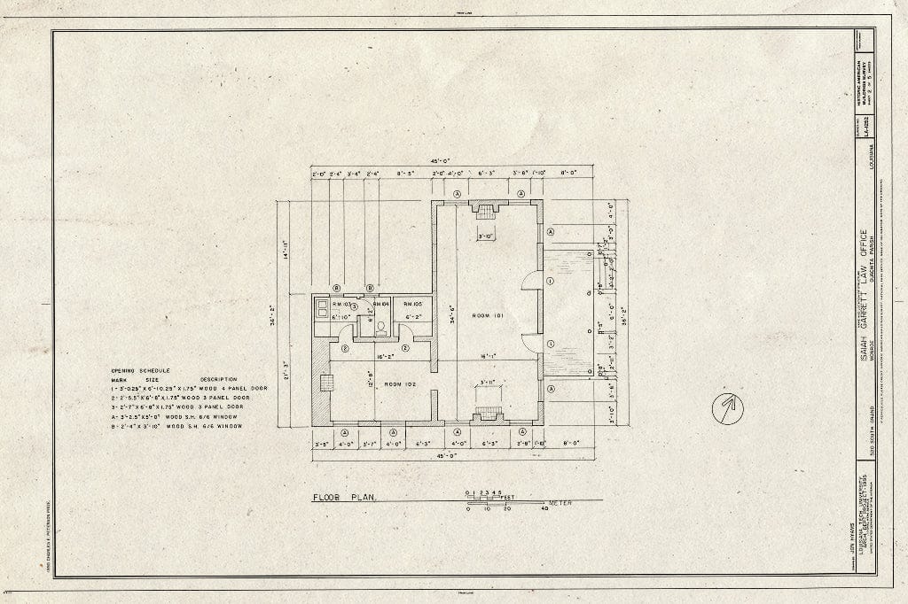 Blueprint HABS LA,37-MONR,3- (Sheet 2 of 5) - Isaiah Garrett Law Office, 520 South Grand, Monroe, Ouachita Parish, LA