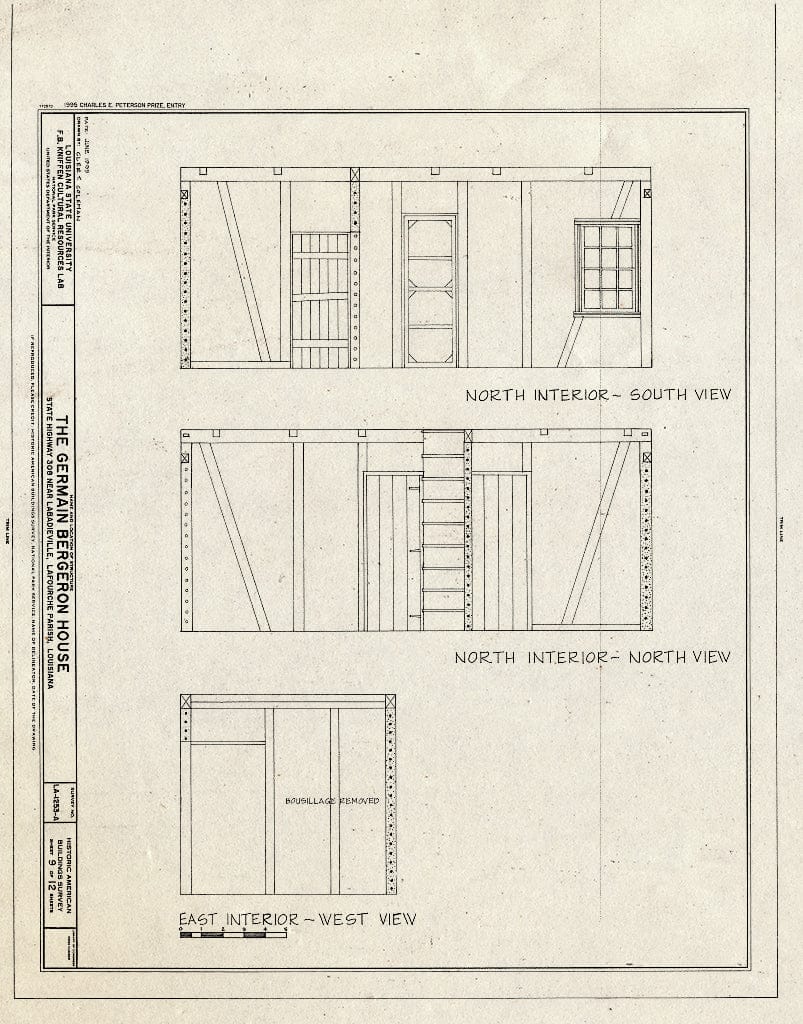 Blueprint HABS LA,29-LABA,1- (Sheet 9 of 12) - Jean Charles Germain Bergeron House, State Highway 308 Near Labadieville, Labadieville, Assumption Parish, LA