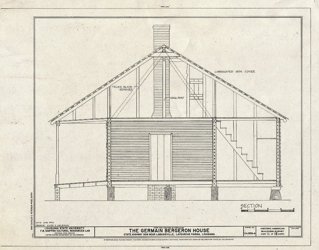 Blueprint HABS LA,29-LABA,1- (Sheet 11 of 12) - Jean Charles Germain Bergeron House, State Highway 308 Near Labadieville, Labadieville, Assumption Parish, LA