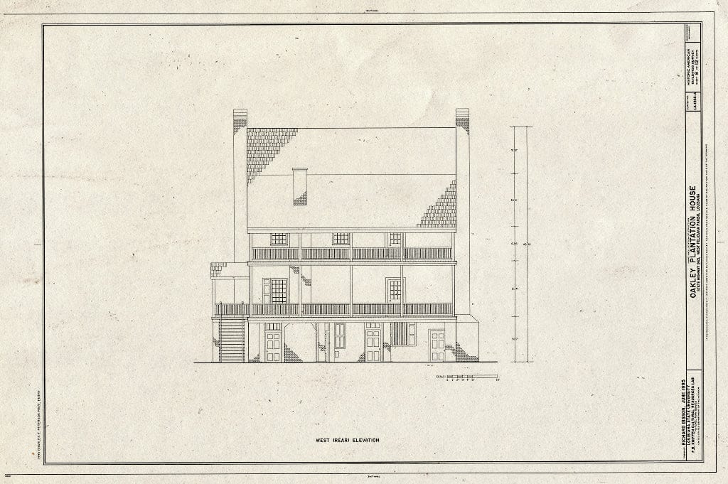 Blueprint HABS LA,63-SFRAN.V,2- (Sheet 8 of 12) - Oakley Plantation, House, State Highway 965, Saint Francisville, West Feliciana Parish, LA