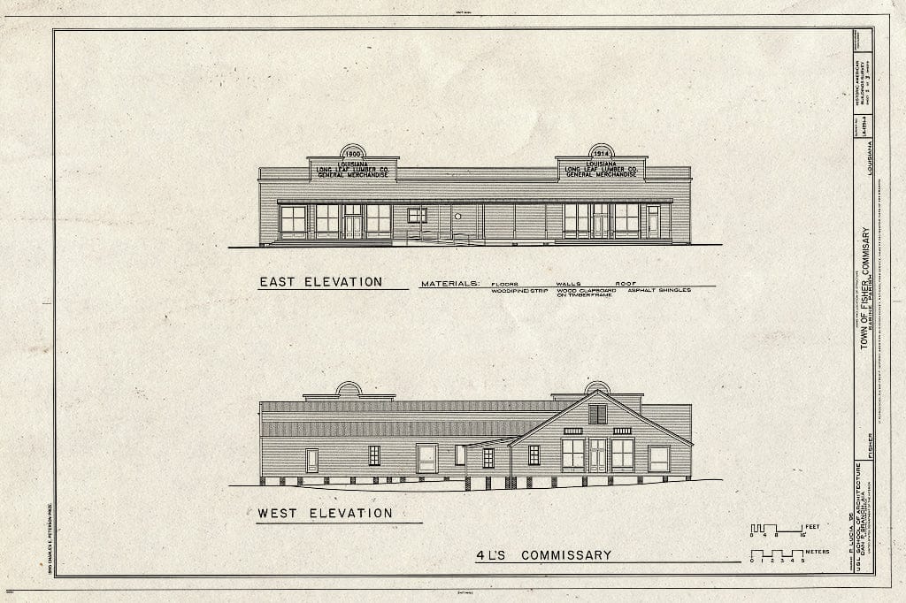Blueprint HABS LA,43-Fish,1A- (Sheet 2 of 3) - Town of Fisher, Commissary, U.S. Highway 171, Fisher, Sabine Parish, LA