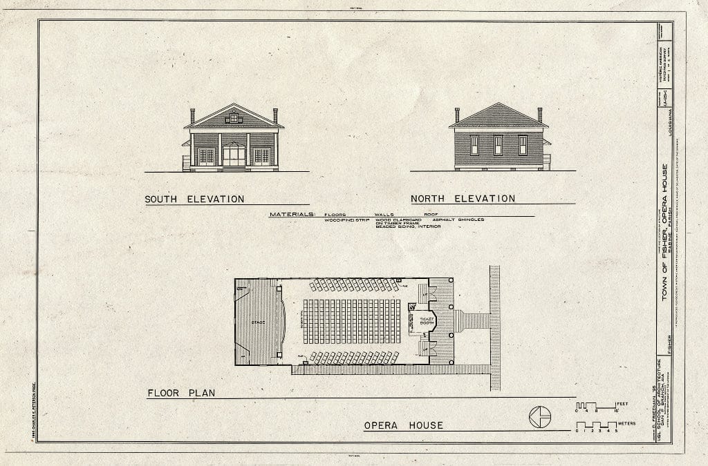 Blueprint HABS LA,43-Fish,1C- (Sheet 1 of 4) - Town of Fisher, Opera House, U.S. Highway 171, Fisher, Sabine Parish, LA