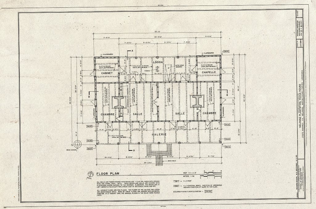 Blueprint HABS LA,35-MELRO,1C- (Sheet 2 of 8) - Melrose Plantation, Yucca House, State Highway 119, Melrose, Natchitoches Parish, LA