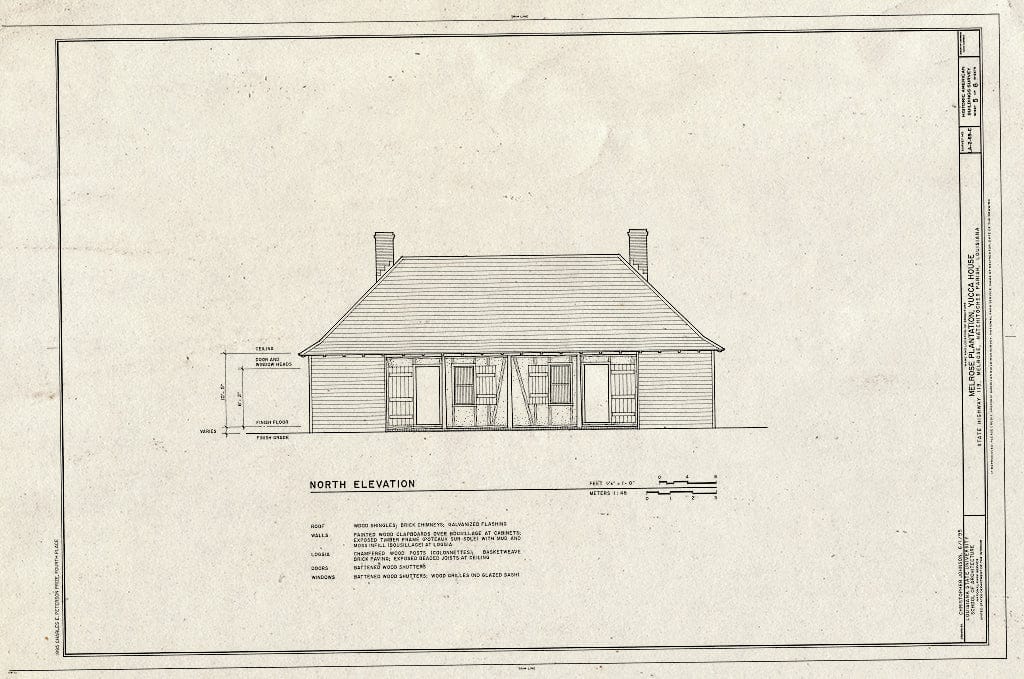 Blueprint HABS LA,35-MELRO,1C- (Sheet 5 of 8) - Melrose Plantation, Yucca House, State Highway 119, Melrose, Natchitoches Parish, LA