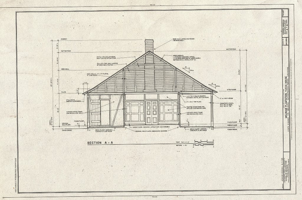 Blueprint HABS LA,35-MELRO,1C- (Sheet 6 of 8) - Melrose Plantation, Yucca House, State Highway 119, Melrose, Natchitoches Parish, LA