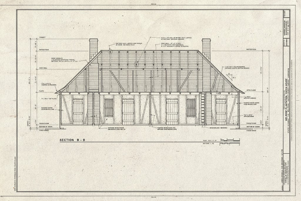 Blueprint HABS LA,35-MELRO,1C- (Sheet 7 of 8) - Melrose Plantation, Yucca House, State Highway 119, Melrose, Natchitoches Parish, LA
