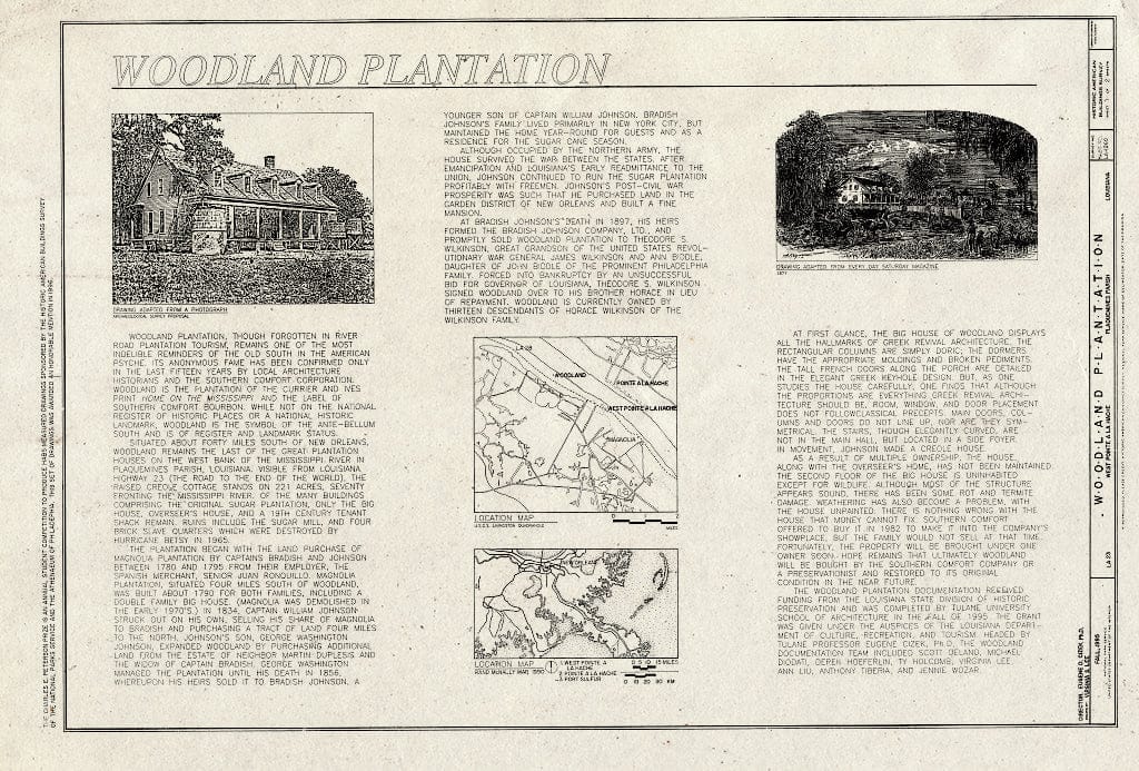 Blueprint HABS LA,38-WPLAHA,1- (Sheet 1 of 2) - Woodland Plantation, State Route 23, West Pointe A La Hache, Plaquemines Parish, LA