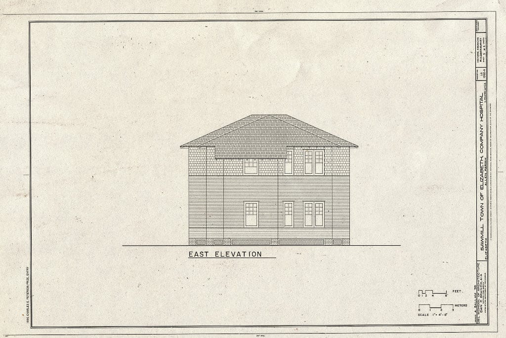 Blueprint HABS LA,2-Eliz,1A- (Sheet 5 of 6) - Sawmill Town of Elizabeth, Company Hospital, Elizabeth, Allen Parish, LA