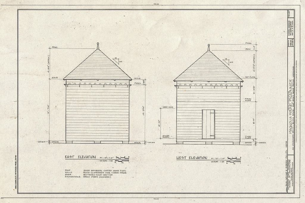 Blueprint HABS LA,17-BATRO,14A- (Sheet 3 of 5) - Magnolia Mound, Pigeonnier, 2161 Nicholson Drive (Moved from Sunshine, LA), Baton Rouge, East Baton Rouge Parish, LA