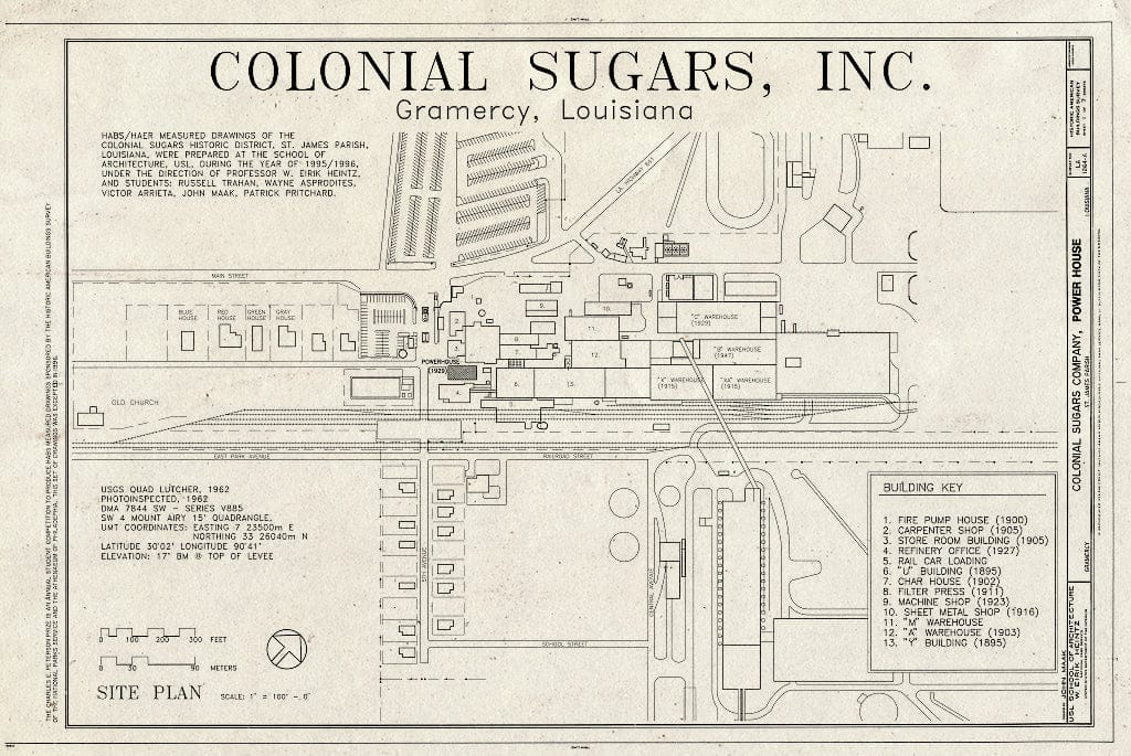 Blueprint HABS LA,47-Gram,1A- (Sheet 1 of 7) - Colonial Sugars Company, Power House, Gramercy, St. James Parish, LA