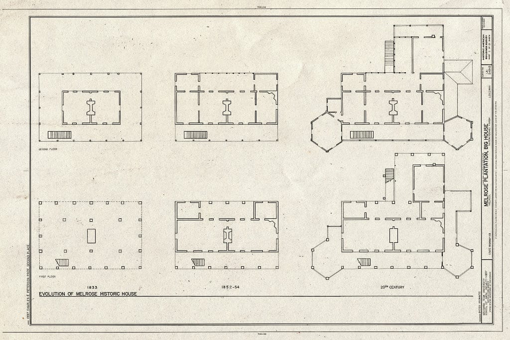 Blueprint HABS LA,35-MELRO,1D- (Sheet 3 of 19) - Melrose Plantation, Big House, State Highway 119, Melrose, Natchitoches Parish, LA