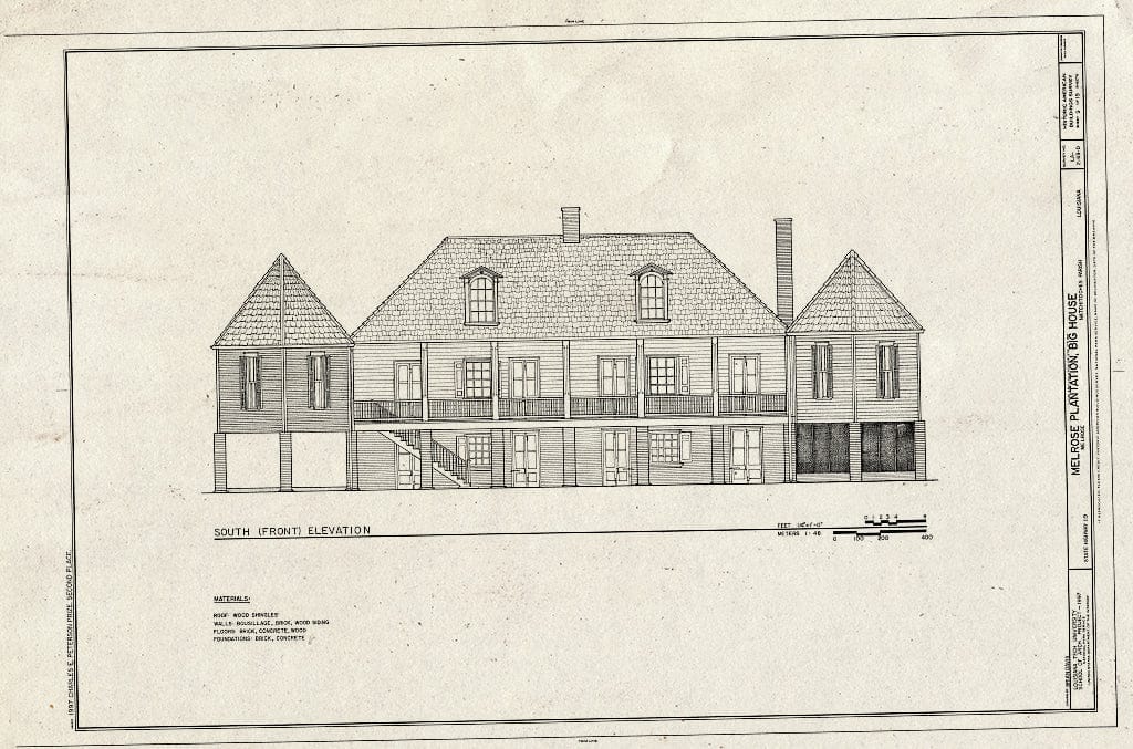 Blueprint HABS LA,35-MELRO,1D- (Sheet 9 of 19) - Melrose Plantation, Big House, State Highway 119, Melrose, Natchitoches Parish, LA