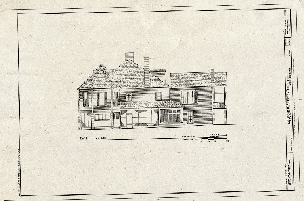 Blueprint HABS LA,35-MELRO,1D- (Sheet 12 of 19) - Melrose Plantation, Big House, State Highway 119, Melrose, Natchitoches Parish, LA